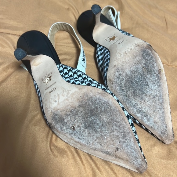 Tweed Houndstooth Slingback Shoes Size 40 - Picture 4 of 7